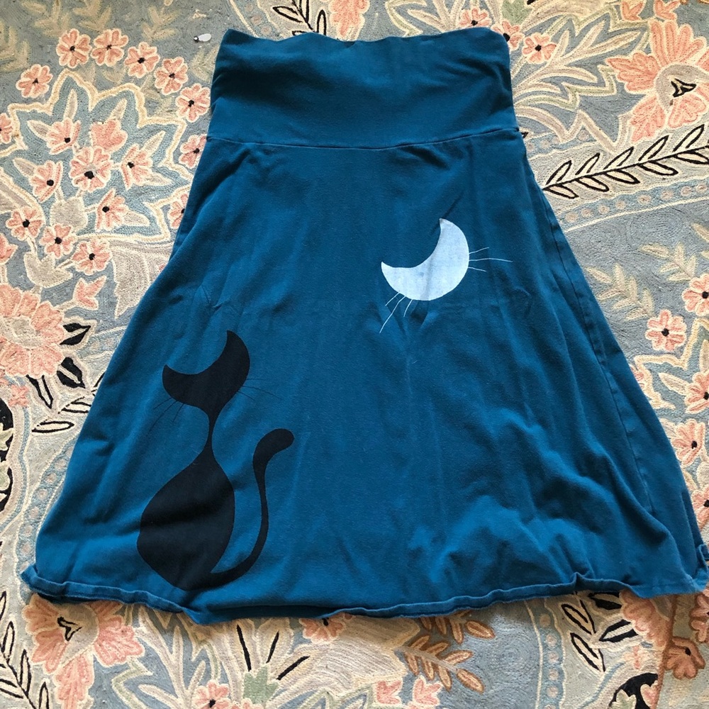 Adorable handmade and printed jersey CAT SKIRT size S EUC